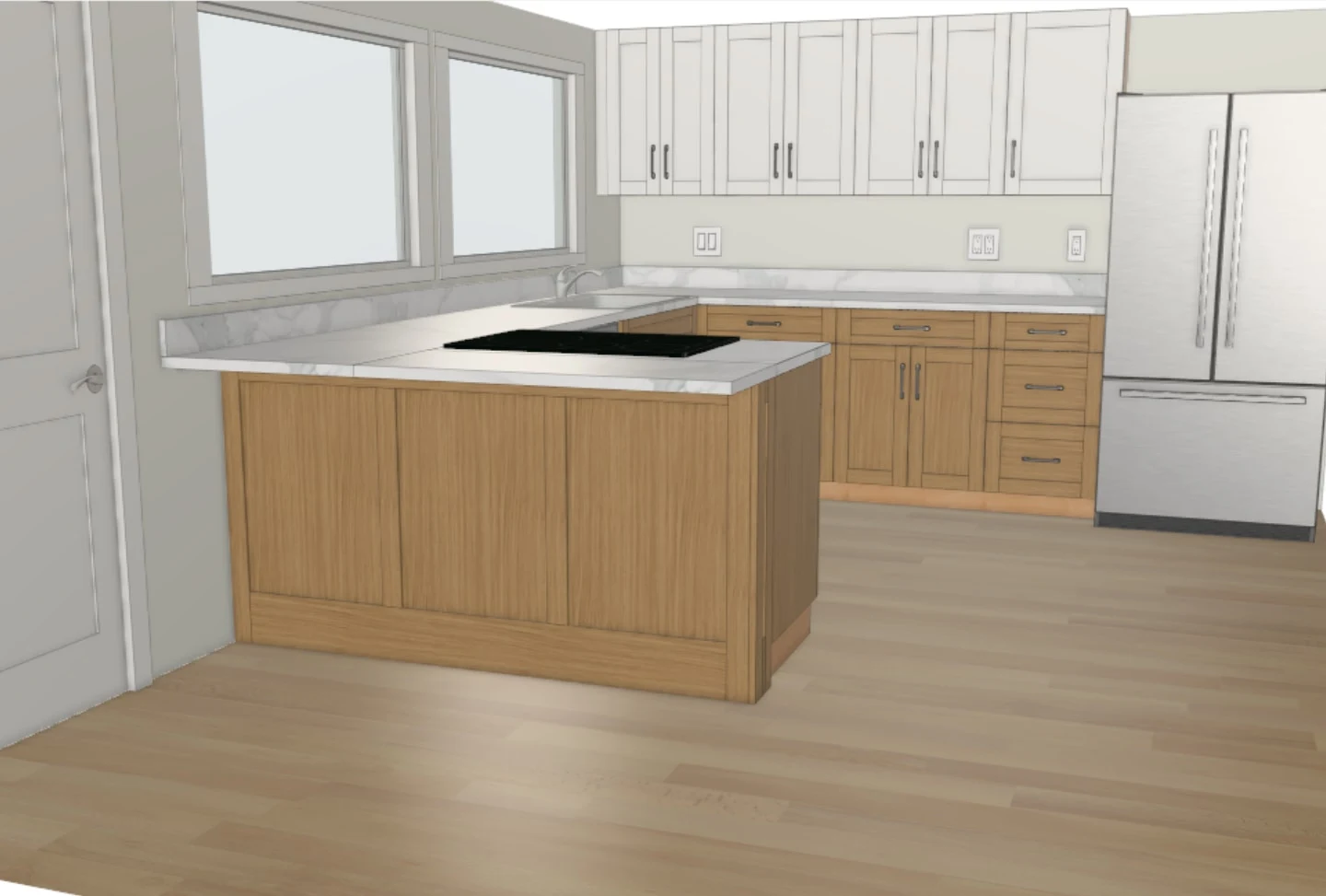 Custom kitchen cabinetry project rendering