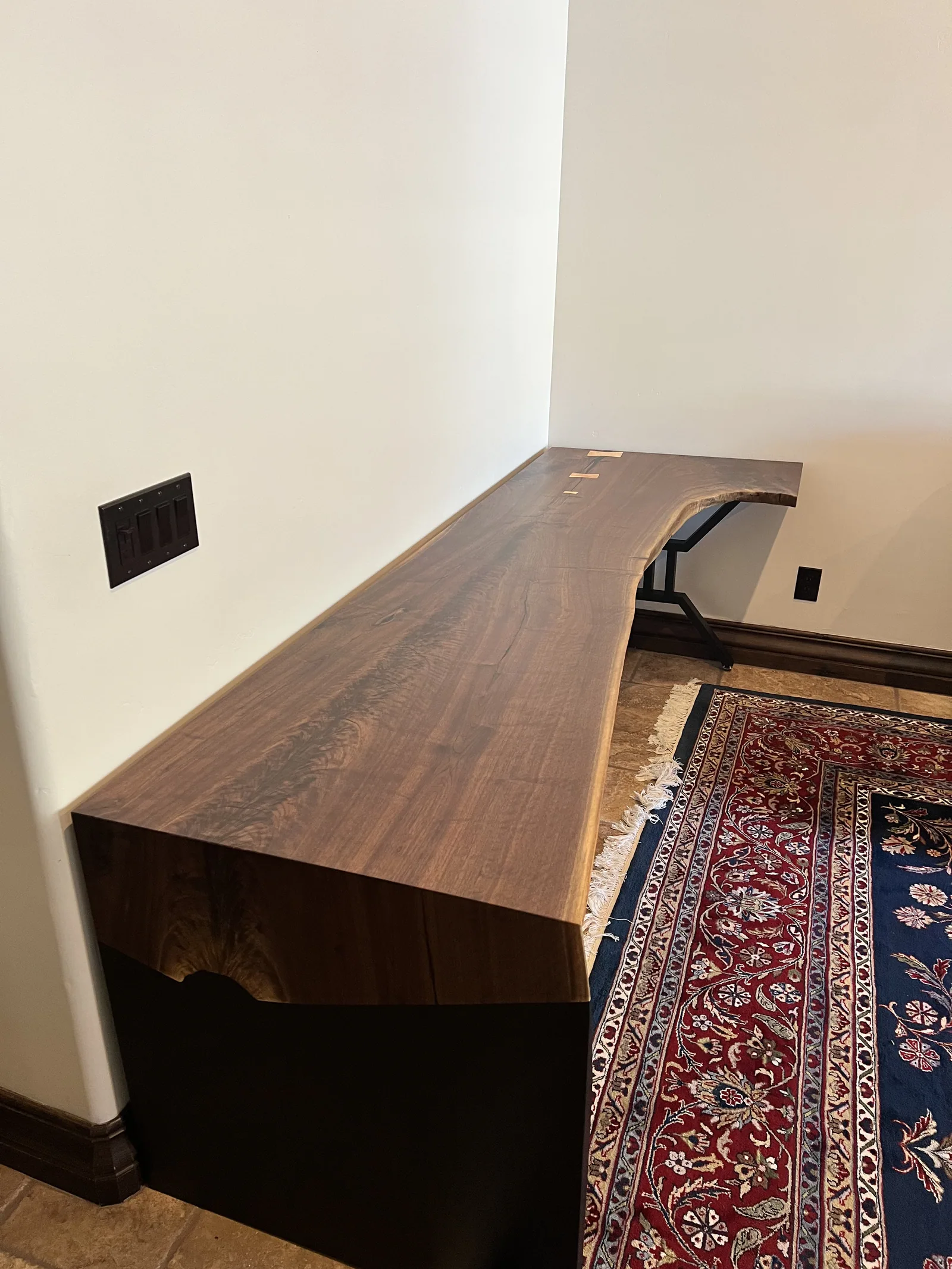 Custom live-edge corner office desk