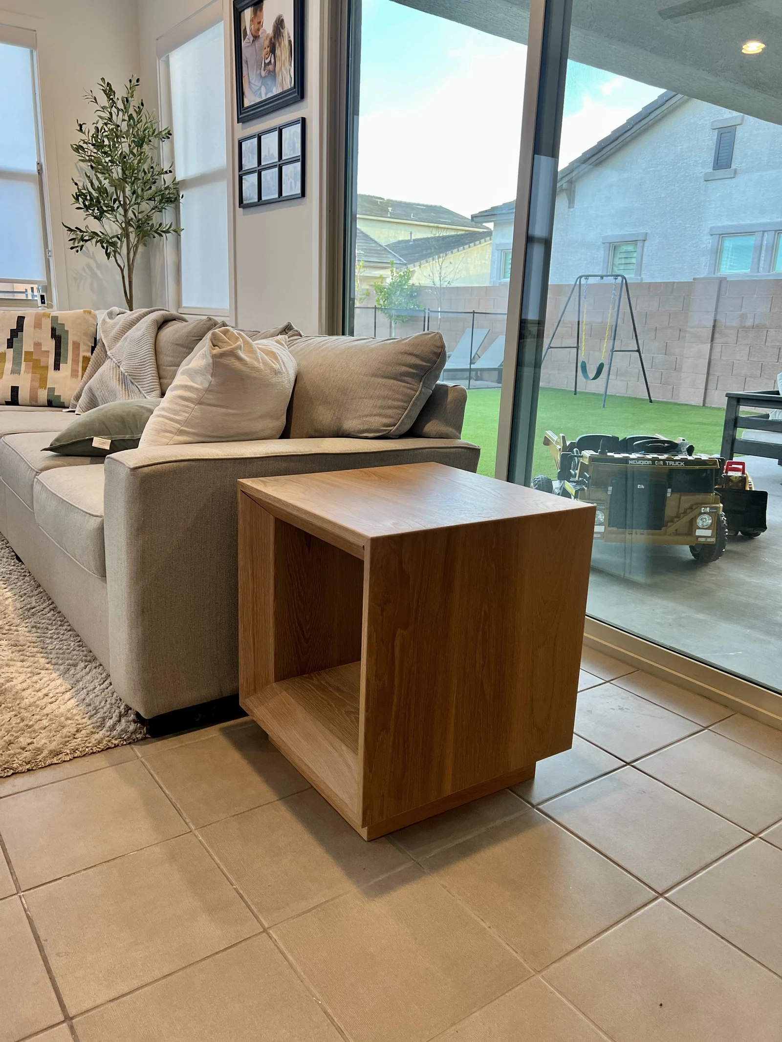 Finished custom square wood end table